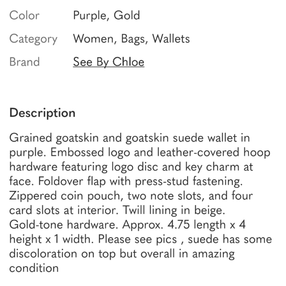 Purple See By Chloe Wallet EUC - Picture 9 of 9